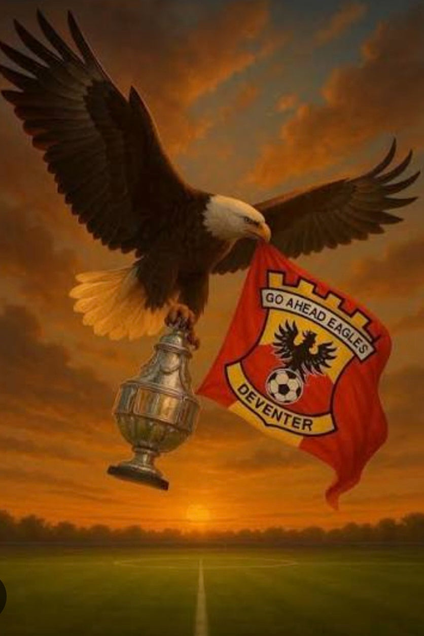 Diamond Painting Go Ahead Eagles adelaar met vlag met Ronde steentjes 100x70cm - Beste Kwaliteit