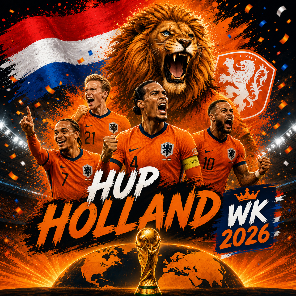 Hup Holland WK 2026 Overwinning diamond painting ontwerp