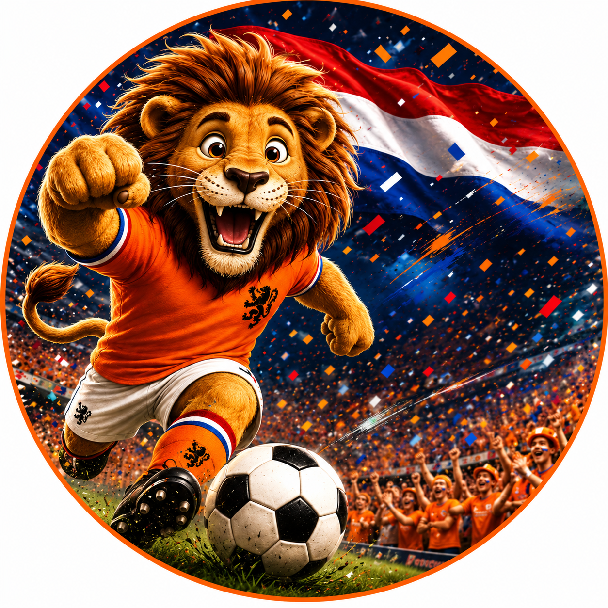 Oranje Leeuw Aanvalluh diamond painting ontwerp