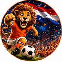 Thumbnail for Oranje Leeuw Aanvalluh diamond painting ontwerp