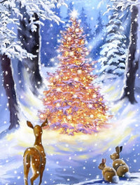 Thumbnail for Boom met Lichtjes in het Bos diamond painting ontwerp