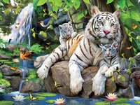 Thumbnail for Witte tijger en welpen diamond painting ontwerp