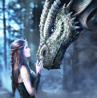 Thumbnail for Meisje met draak diamond painting ontwerp