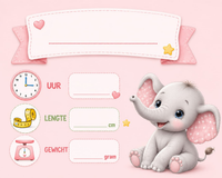Thumbnail for Baby Olifant Geboorte Invulkaart Roze diamond painting ontwerp