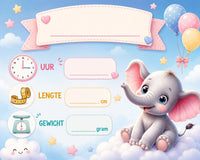 Thumbnail for Baby Olifant Geboorte Invulkaart diamond painting ontwerp