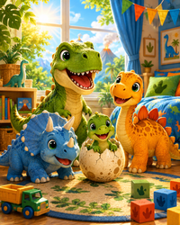 Thumbnail for Dinosaurus kinderkamer vrolijk diamond painting ontwerp