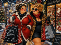 Thumbnail for Dikke Dames Kerstshoppen diamond painting ontwerp