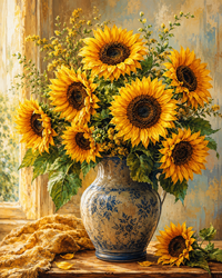 Thumbnail for Boeket Zonnebloemen in Vaas diamond painting ontwerp