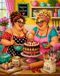 Thumbnail for Dikke Dames bakken taart diamond painting ontwerp
