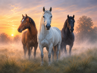 Thumbnail for Paarden in Ochtendmist diamond painting ontwerp