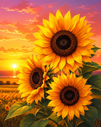 Thumbnail for Zonnebloemen bij Warme Zonsondergang diamond painting ontwerp