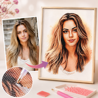 Thumbnail for Complete set voor eigen foto cartoon diamond painting met steentjes en tools