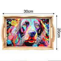 Thumbnail for Diamantschilderij Decoratief Houten Dienblad met Handvat – Honden Ontwerp