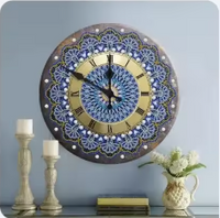 Thumbnail for Diamond painting klok blauw goud – ronde steentjes – luxe DIY wanddecoratie