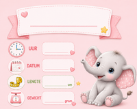 Thumbnail for Baby Olifant Geboorte Invulkaart Roze diamond painting ontwerp