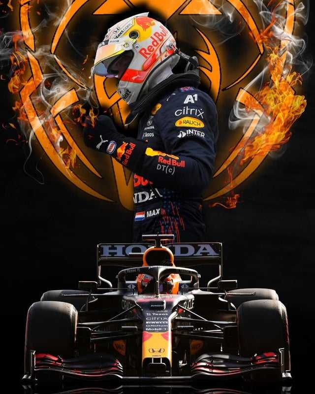 Diamond Painting Max Verstappen winnaar met Ronde steentjes 100x80cm - Beste Kwaliteit