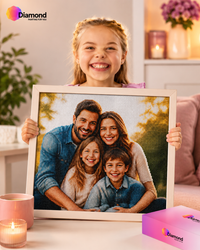 Thumbnail for Kind met ingelijste diamond painting van eigen foto