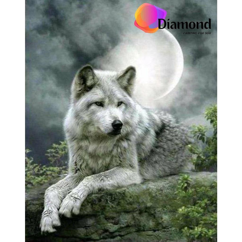 Wolf dichtbij maanlicht Diamond Painting for you