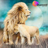 Thumbnail for Leeuwen bij maan Diamond Painting for you