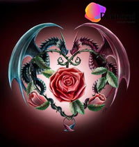 Thumbnail for Draken verliefd met roos Diamond Painting for you