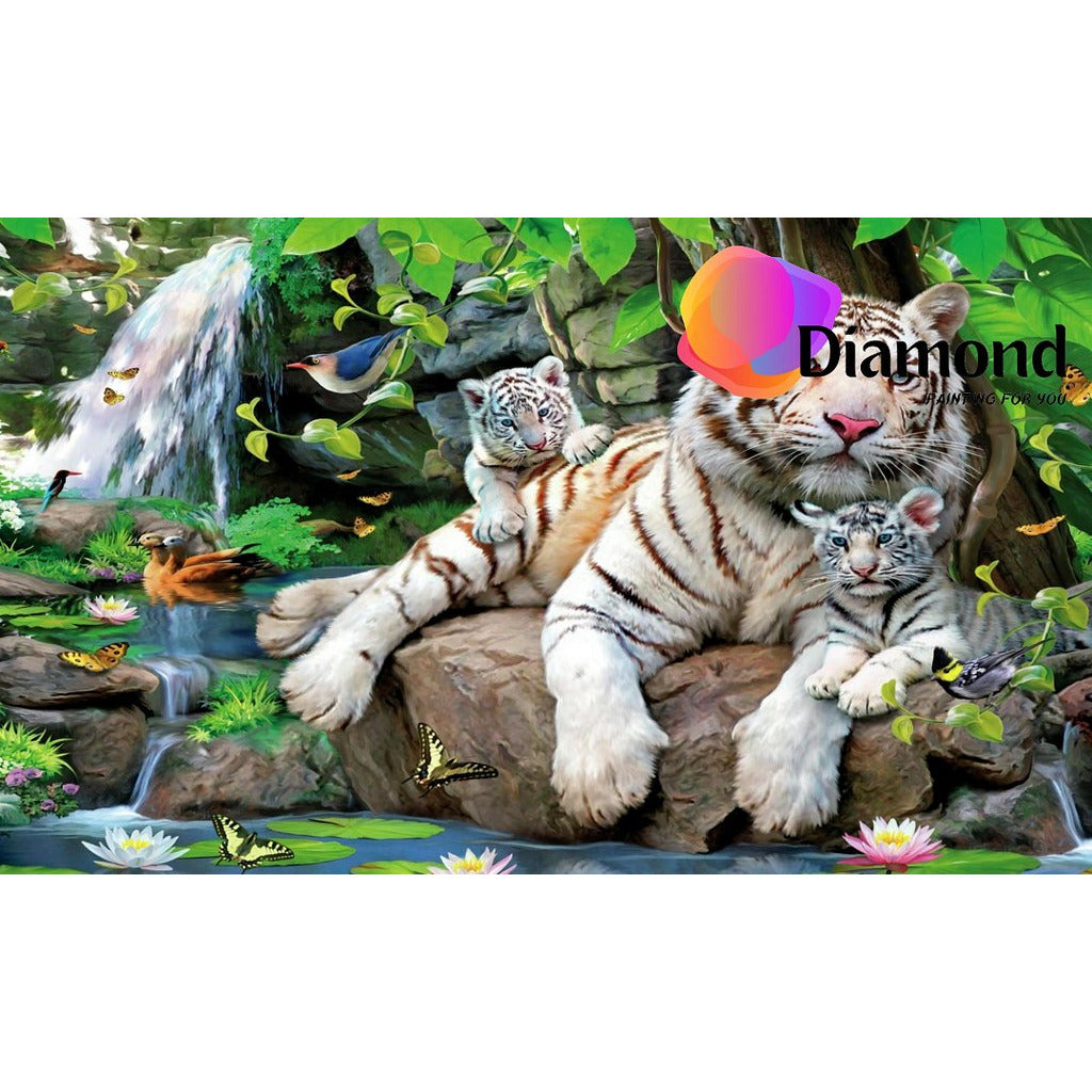 Witte tijger en welpen Diamond Painting for you