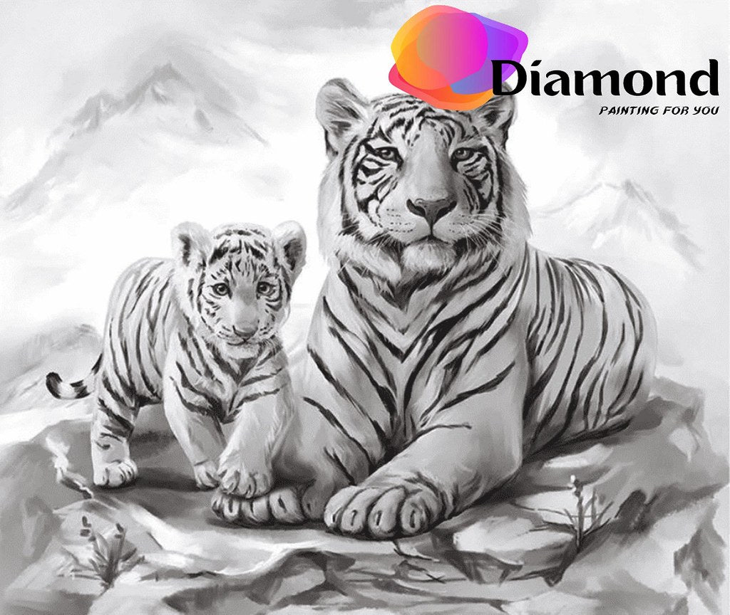Witte tijger en welp Diamond Painting for you