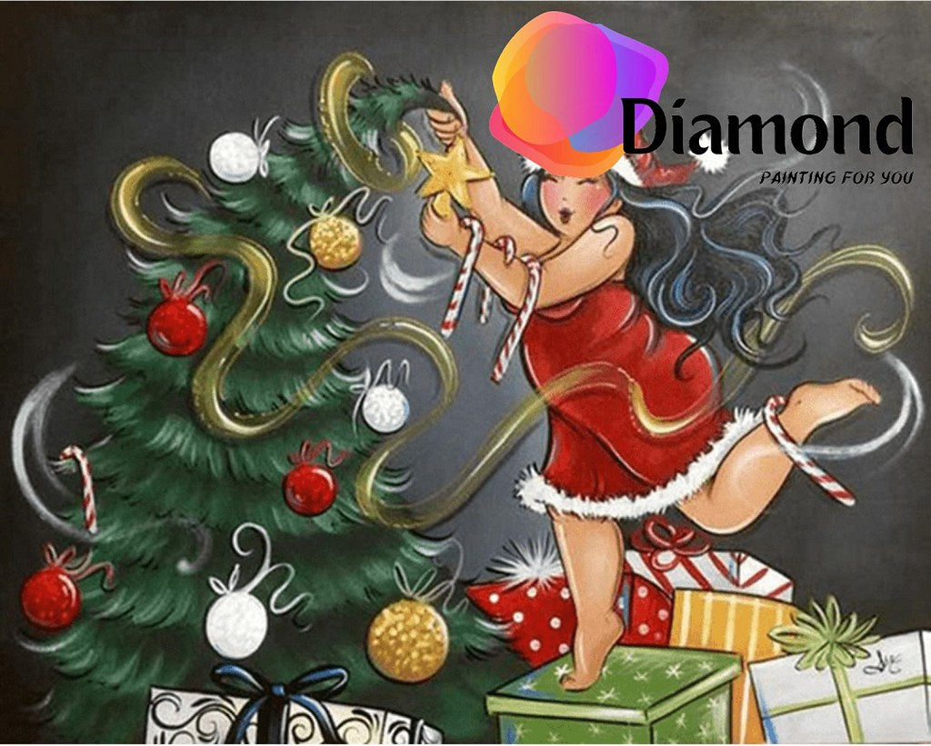 Vrouw met kerstboom Diamond Painting for you