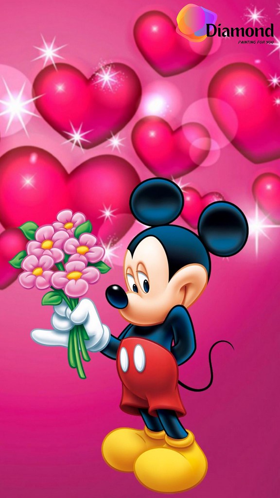Mickey Mousee met bloemen Diamond Painting for you