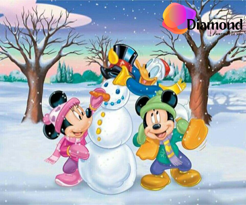 Mickey Donald en Minnie Sneeuwpop Diamond Painting for you