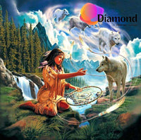 Thumbnail for Indiaan met dromenvanger en wolven Diamond Painting for you