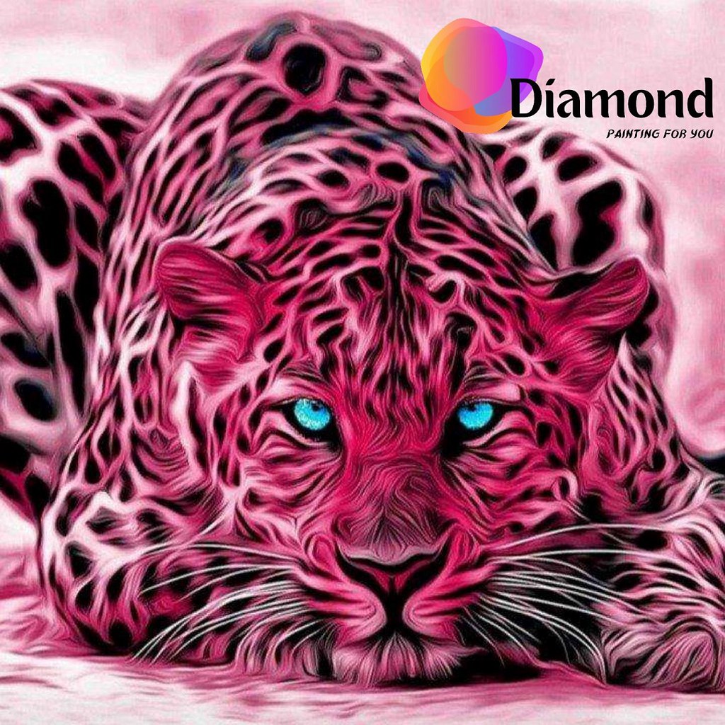 Roze tijger met blauwe ogen Diamond Painting for you