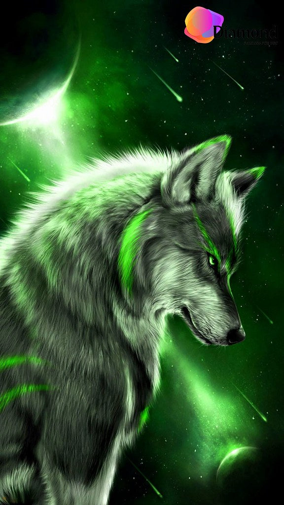 Wolf in het groen Diamond Painting for you