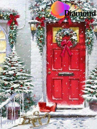 Thumbnail for Rode deur met kerst Diamond Painting for you