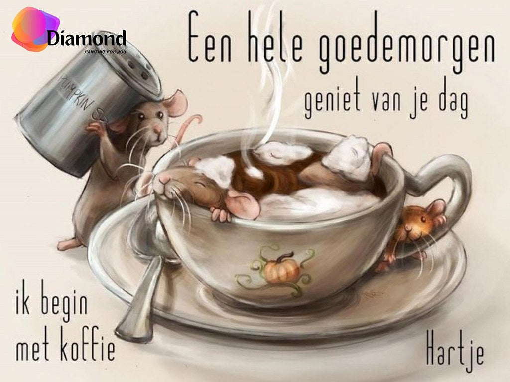 Muis met koffie Diamond Painting for you