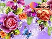 Thumbnail for Gekleurde bloemen met vlinder en druiven Diamond Painting for you