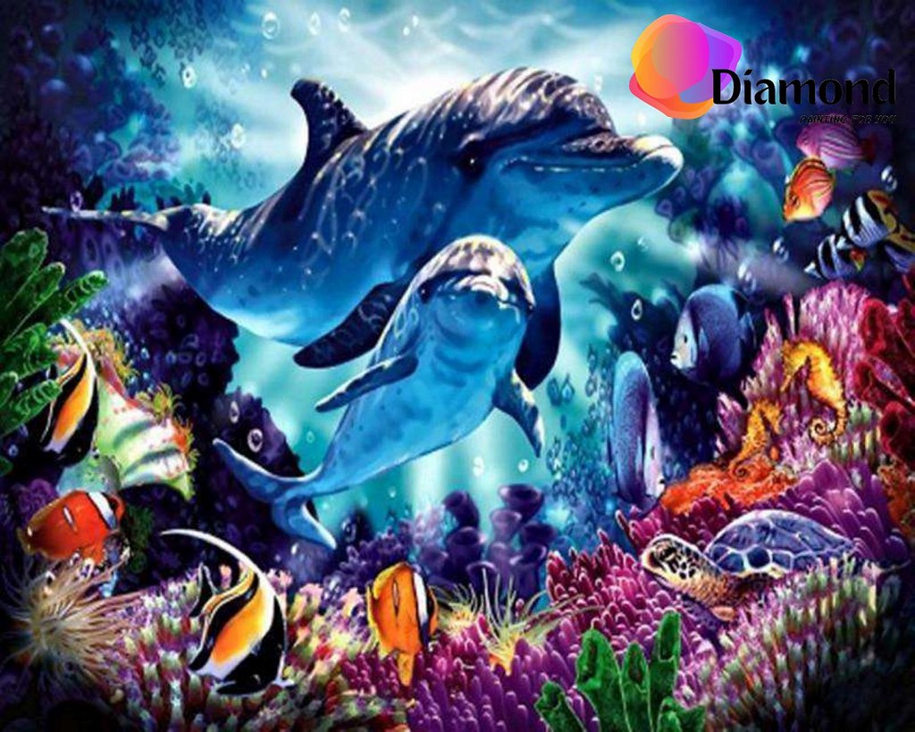 Dolfijn in Oceaan met vissen Diamond Painting for you