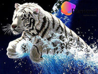 Thumbnail for Witte tijger springt uit water Diamond Painting for you