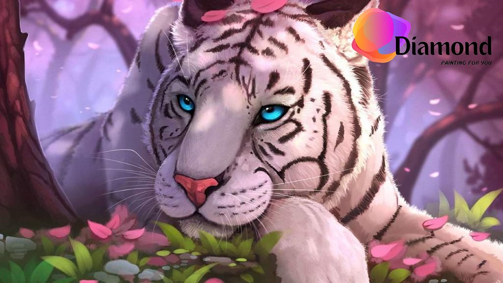 Witte tijger met blauwe ogen Diamond Painting for you