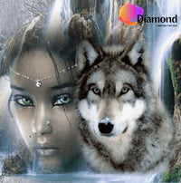 Thumbnail for Vrouw en wolf Diamond Painting for you