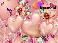 Thumbnail for Roze hartjes met vlinders Diamond Painting for you