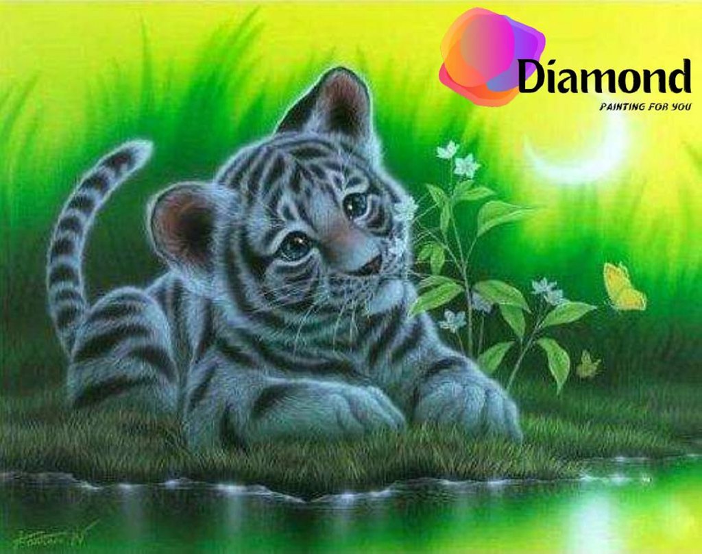 Kleine tijger bij het water Diamond Painting for you