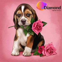 Thumbnail for Hondje met roos in zijn bek Diamond Painting for you
