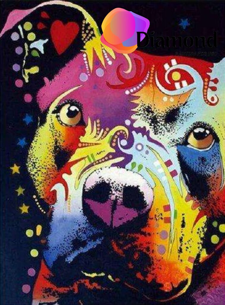 Portret hond met kleuren Diamond Painting for you