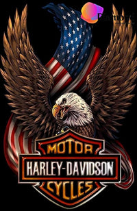 Thumbnail for Harley Davidson Adelaar met logo Diamond Painting for you