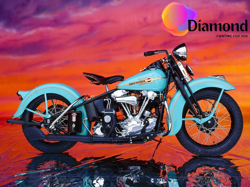 Harley Davidson in de rode avondzon Diamond Painting for you