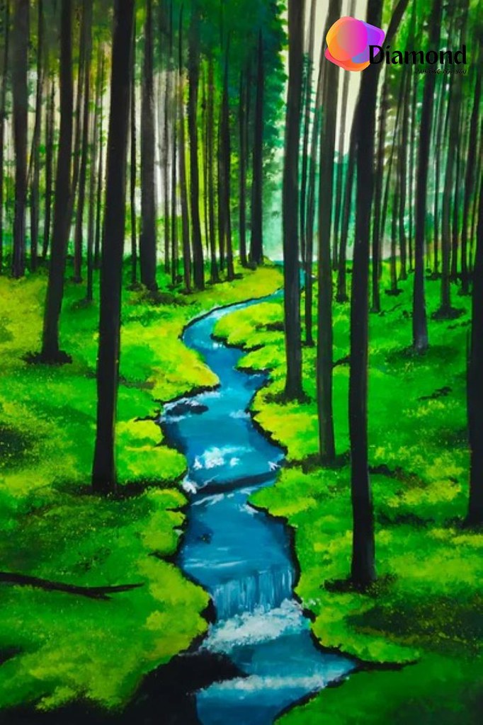 Blauwe stroom in de jungle Diamond Painting for you