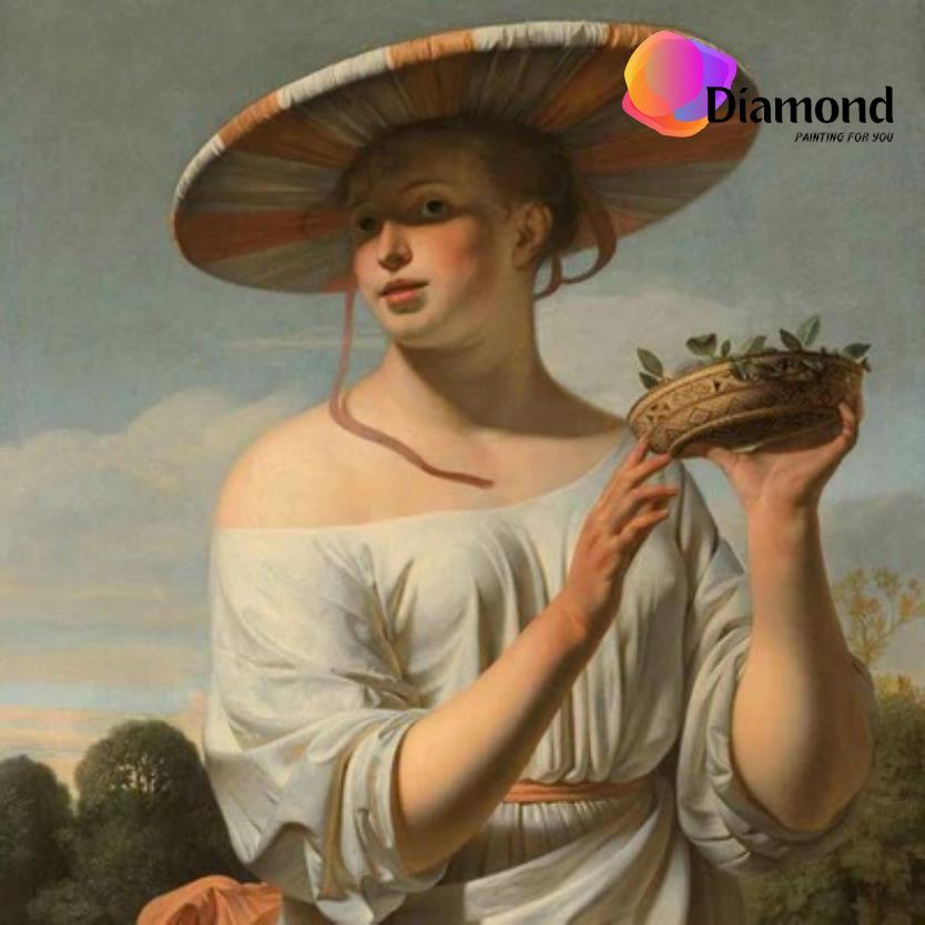 Meisje met een Brede Hoed van Caesar Boëtius van Everdingen Diamond Painting for you