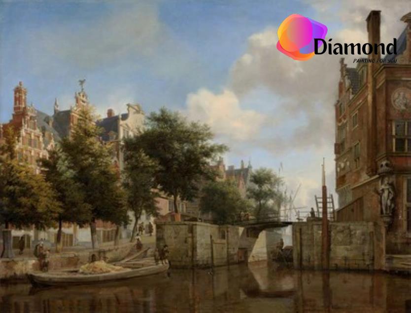 Huizen aan de Herengracht van Jan van der Heyden Diamond Painting for you