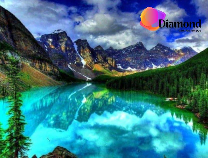 Blauw Meer Canada in bos Diamond Painting for you