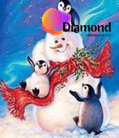 Pinguins Met Sneeuwpop Diamond Painting for you